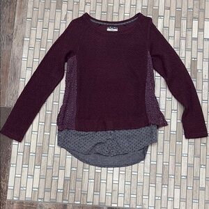 Burgundy Layered Long Sleeve Top